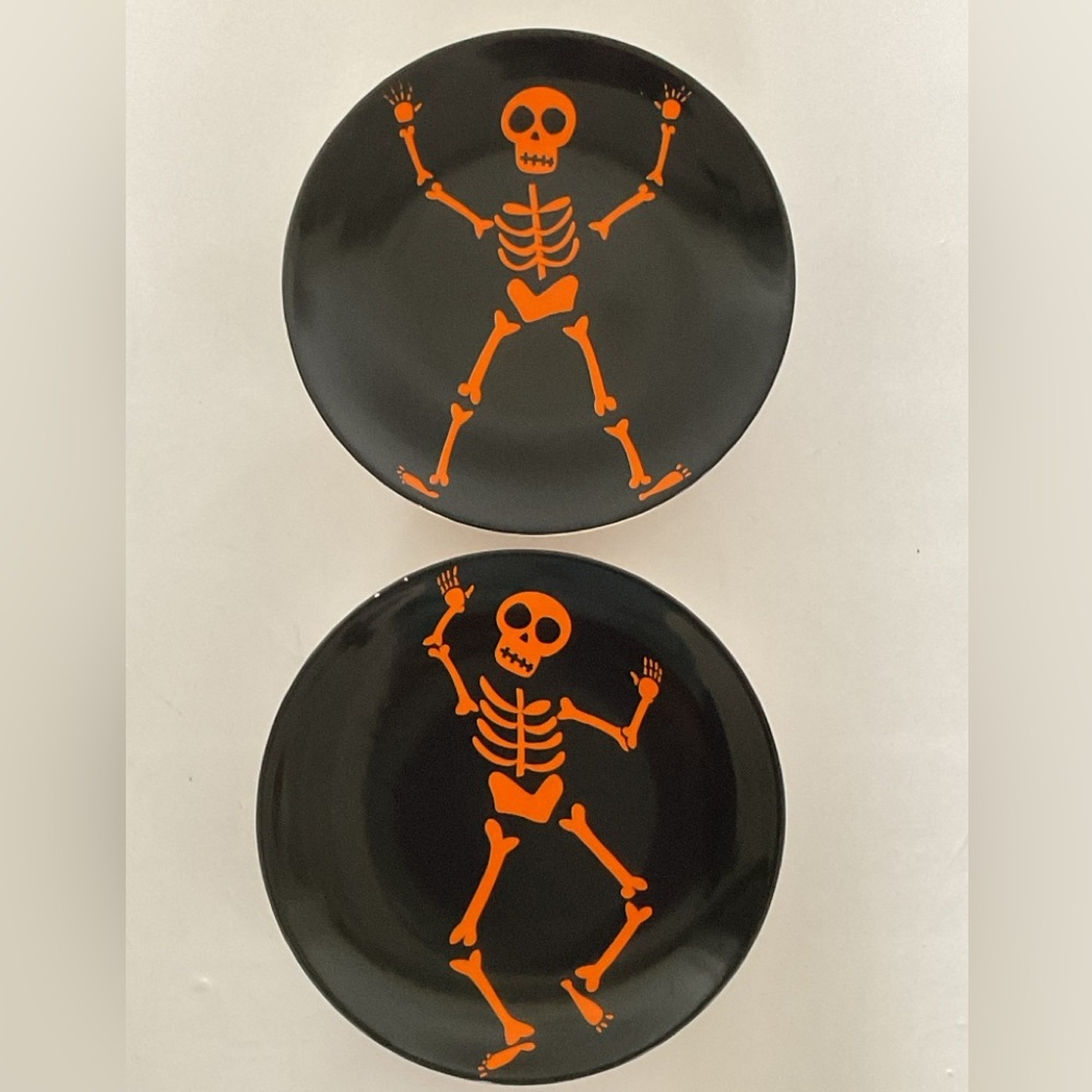 Pier 1 Dancing Skeleton Appetizer Plates Set of two